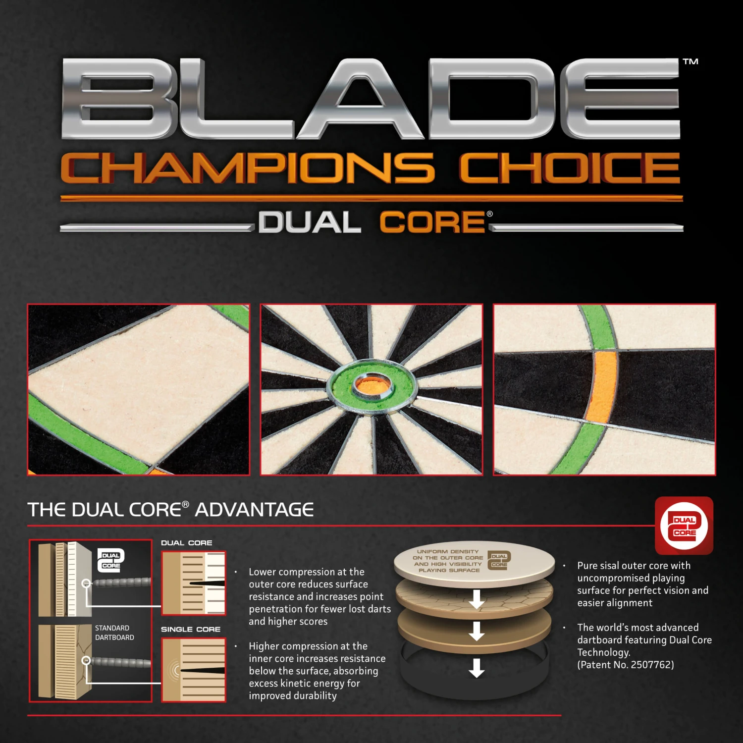 Winmau Winmau Blade Dual Core Champions Choice Dartboard 8 Winmau Winmau Blade Dual Core Champions Choice Dartboard - Image 8