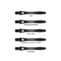 Red Dragon Darts Personalised Shafts - Anodised Aluminium Short -Darts Promotion Store personalised aluminum short black x5 fonts