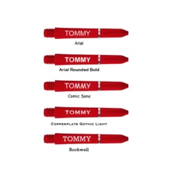 Red Dragon Darts Personalised Shafts - Nylon Short -Darts Promotion Store personalised nylon short red x5 fonts 1